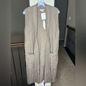 Mystree Longline Open Knit Vest Style #15292 NWT